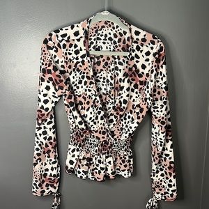 Papaya long sleeve leopard top